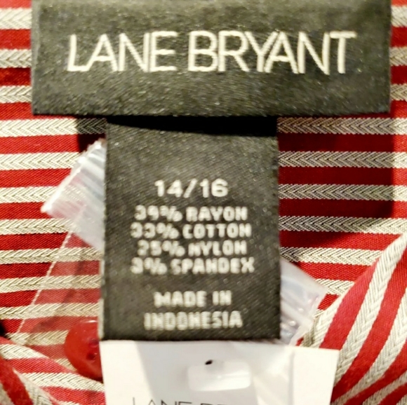 New Women's Lane Bryant striped red blouse 14/16 - Picture 5 of 6